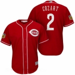 Men's Cincinnati Reds #2 Zack Cozart Red 2017 Spring Training Stitched MLB Majestic Cool Base Jersey