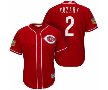 Men's Cincinnati Reds #2 Zack Cozart Red 2017 Spring Training Stitched MLB Majestic Cool Base Jersey