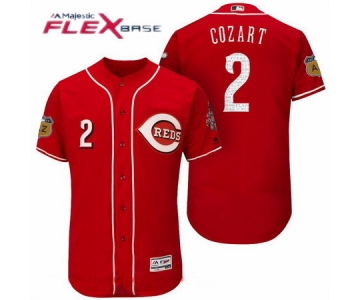 Men's Cincinnati Reds #2 Zack Cozart Red 2017 Spring Training Stitched MLB Majestic Flex Base Jersey