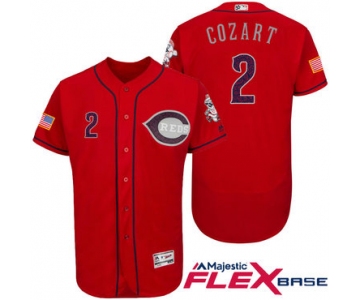 Men's Cincinnati Reds #2 Zack Cozart Red Stars & Stripes Fashion Independence Day Stitched MLB Majestic Flex Base Jersey