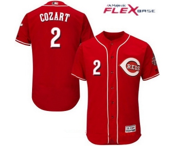 Men's Cincinnati Reds #2 Zack Cozart Red Stitched MLB Majestic Flex Base Jersey