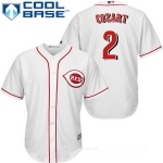 Men's Cincinnati Reds #2 Zack Cozart White Home Stitched MLB Majestic Cool Base Jersey