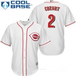 Men's Cincinnati Reds #2 Zack Cozart White Home Stitched MLB Majestic Cool Base Jersey