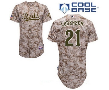 Men's Cincinnati Reds #21 Michael Lorenzen Camo Stitched MLB Majestic Cool Base Jersey