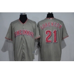 Men's Cincinnati Reds #21 Michael Lorenzen Gray Road Stitched MLB Majestic Cool Base Jersey
