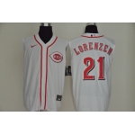 Men's Cincinnati Reds #21 Michael Lorenzen White 2020 Cool and Refreshing Sleeveless Fan Stitched MLB Nike Jersey