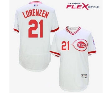 Men's Cincinnati Reds #21 Michael Lorenzen White Pullover Stitched MLB Majestic Flex Base Jersey