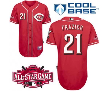 Men's Cincinnati Reds #21 Todd Frazier Red Jersey With 2015 All-Star Patch