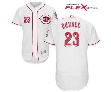 Men's Cincinnati Reds #23 Adam Duvall White Home Stitched MLB Majestic Flex Base Jersey
