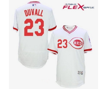 Men's Cincinnati Reds #23 Adam Duvall White Pullover Stitched MLB Majestic Flex Base Jersey
