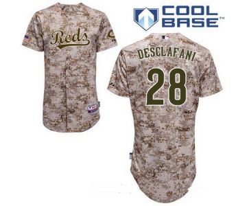 Men's Cincinnati Reds #28 Anthony DeSclafani Camo Stitched MLB Majestic Cool Base Jersey