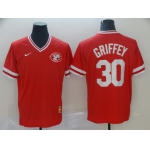 Men's Cincinnati Reds 30 Ken Griffey Jr Red Throwback Jersey
