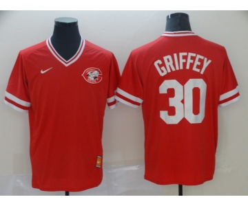 Men's Cincinnati Reds 30 Ken Griffey Jr Red Throwback Jersey
