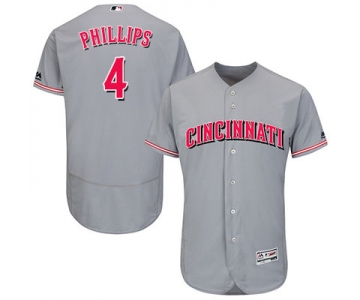 Men's Cincinnati Reds #4 Brandon Phillips Grey Flexbase Authentic Collection Stitched MLB Jersey