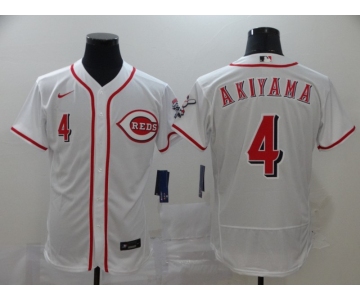Men's Cincinnati Reds #4 Shogo Akiyama White Stitched MLB Flex Base Nike Jersey