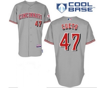 Men's Cincinnati Reds #47 Johnny Cueto Gray Jersey