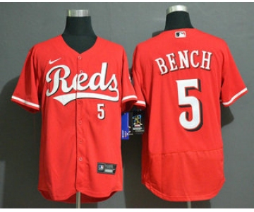 Men's Cincinnati Reds #5 Johnny Bench Red Stitched MLB Flex Base Nike Jersey