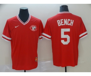 Men's Cincinnati Reds 5 Johnny Bench Red Throwback Jersey