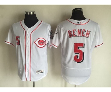 Men's Cincinnati Reds #5 Johnny Bench Retired White 2016 Flexbase Majestic Baseball Jersey