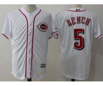 Men's Cincinnati Reds #5 Johnny Bench Retired White Cool Base Stitched MLB Jersey