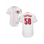 Men's Cincinnati Reds #58  Authentic White Home Flex Base Jersey