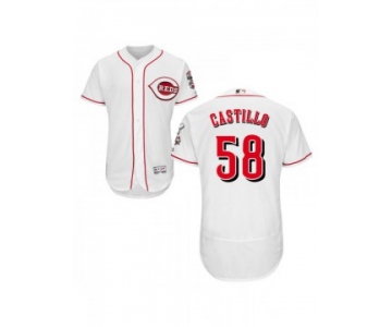 Men's Cincinnati Reds #58  Authentic White Home Flex Base Jersey
