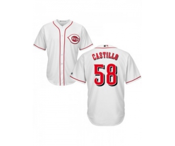 Men's Cincinnati Reds #58 Luis Castillo Authentic White Home Cool Base Jersey