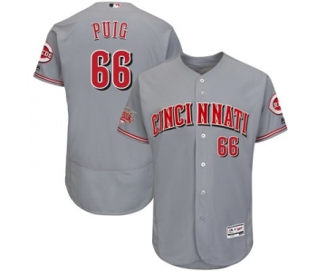 Men's Cincinnati Reds #66 Yasiel Puig Grey Flex Base Player Jersey