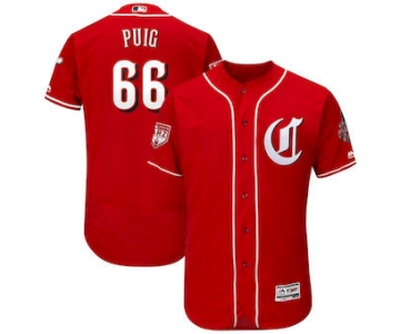 Men's Cincinnati Reds #66 Yasiel Puig Majestic Scarlet 2019 Spring Training Flex Base Player Jersey