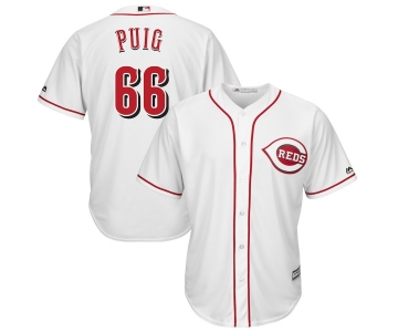 Men's Cincinnati Reds #66 Yasiel Puig White Cool Base Player Jersey