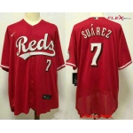 Men's Cincinnati Reds #7 Eugenio Suarez Red Stitched MLB Flex Base Nike Jersey