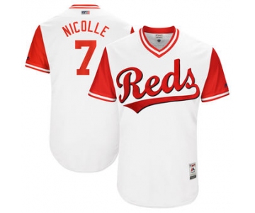 Men's Cincinnati Reds Eugenio Suarez Nicolle Majestic White 2017 Players Weekend Authentic Jersey