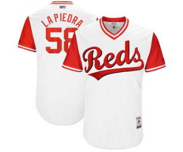 Men's Cincinnati Reds Luis Castillo La Piedra Majestic White 2017 Players Weekend Authentic Jersey
