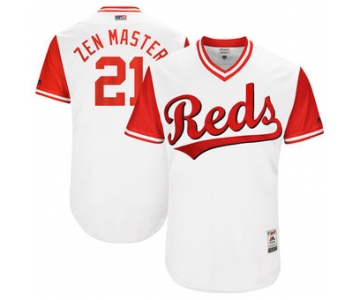 Men's Cincinnati Reds Michael Lorenzen Zen Master Majestic White 2017 Players Weekend Authentic Jersey