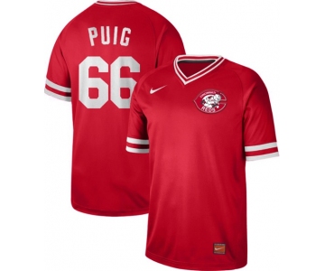 Reds #66 Yasiel Puig Red Authentic Cooperstown Collection Stitched Baseball Jersey