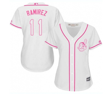 Indians #11 Jose Ramirez White Pink Fashion Women's Stitched Baseball Jersey