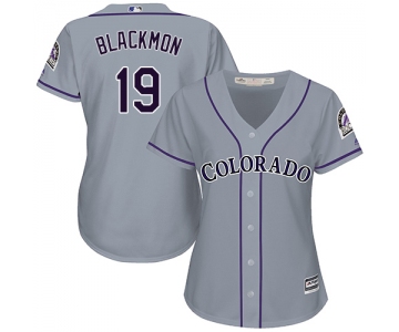 Rockies #19 Charlie Blackmon Grey Road Women's Stitched Baseball Jersey