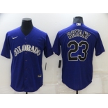 Men's Colorado Rockies #23 Kris Bryant Purple Stitched MLB Cool Base Nike Jersey