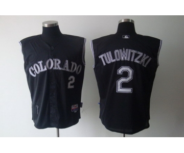 Colorado Rockies #2 Troy Tulowitzki Black Sleeveless Jersey