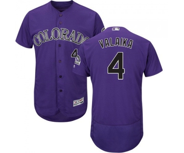Colorado Rockies 4 Pat Valaika Purple Flexbase Authentic Collection Stitched Baseball Jersey