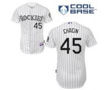 Colorado Rockies #45 Jhoulys Chacin White Jersey