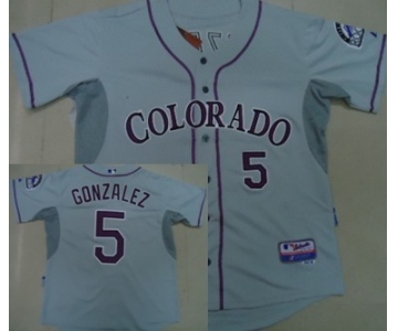 Colorado Rockies #5 Carlos Gonzalez Gray Jersey