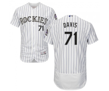 Colorado Rockies #71 Wade Davis White Strip Flexbase Authentic Collection Stitched MLB Jersey