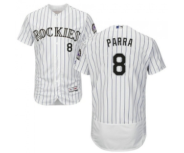 Colorado Rockies 8 Gerardo Parra White Strip Flexbase Authentic Collection Stitched Baseball Jersey