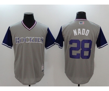 Men Colorado Rockies 28 Nado Gray Game Legend Edition MLB Jersey
