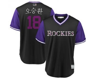 Men's Colorado Rockies 18 Seung-hwan Oh Majestic Black 2018 Players' Weekend Cool Base Jersey