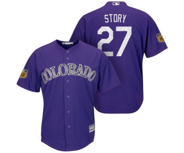 Men's Colorado Rockies #27 Trevor Story Purple 2017 Spring Training Stitched MLB Majestic Cool Base Jersey