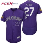 Men's Colorado Rockies #27 Trevor Story Purple 2017 Spring Training Stitched MLB Majestic Flex Base Jersey