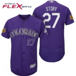 Men's Colorado Rockies #27 Trevor Story Purple 2017 Spring Training Stitched MLB Majestic Flex Base Jersey
