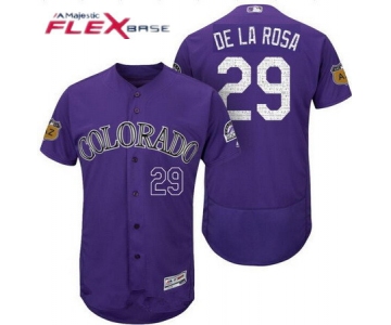 Men's Colorado Rockies #29 Jorge De La Rosa Purple 2017 Spring Training Stitched MLB Majestic Flex Base Jersey